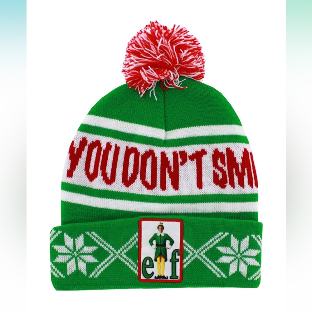 Elf Smell Like Santa Festive Pom Pom Beanie